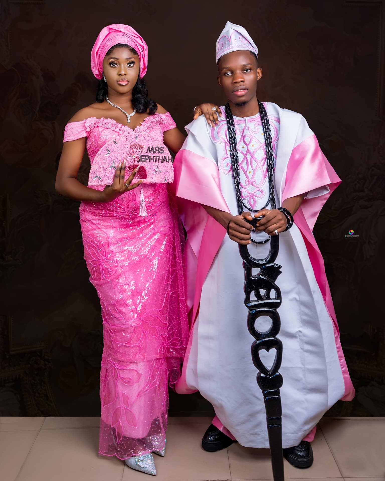 Jephthah and Josephine in their traditional wedding attire